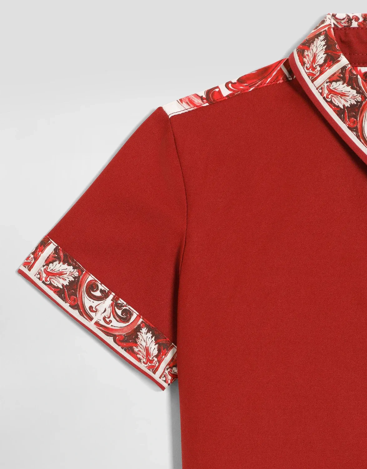 Рубашка из поплина с принтом майолика Dolce & Gabbana, бежевый — фото 4