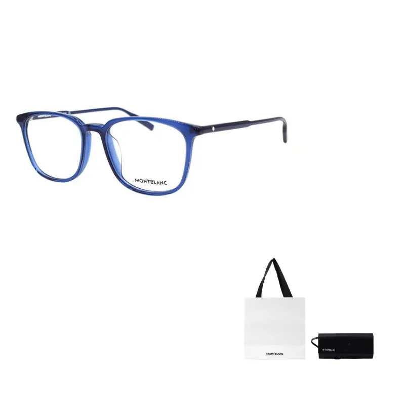 

MONTBLANC Пластиковая оправа квадратной формы для очков мужская, Transparent Blue