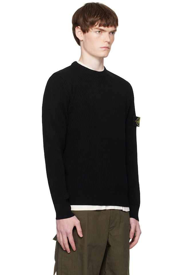 5100053 свитер из шерсти rws с резинкой по всей длине Stone Island, черный — фото 2
