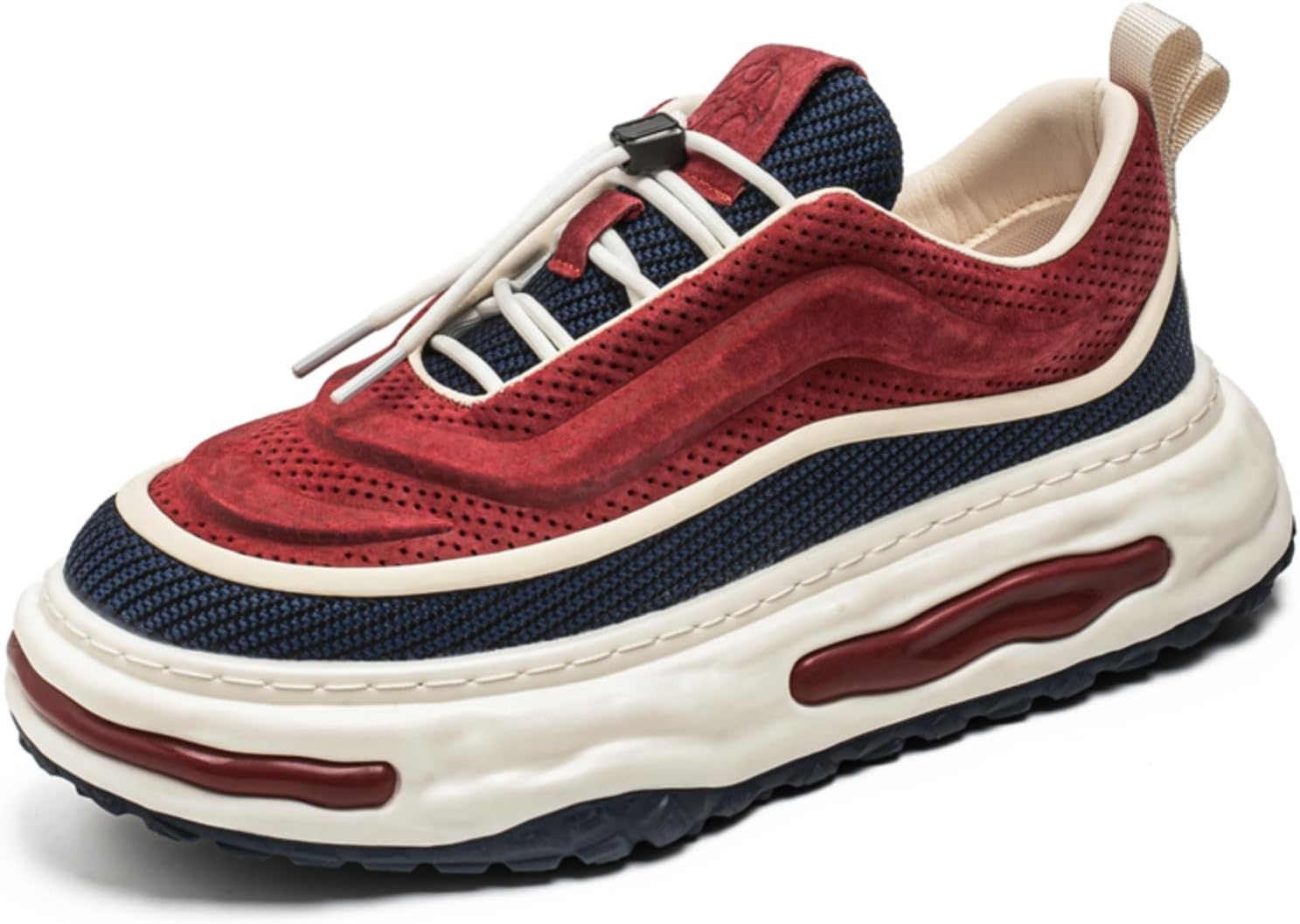 

Мужские модные массивные кроссовки из перфорированной кожи, низкие, на шнуровке, дышащие, удобные, с нескользящей подошвой, повседневные для прогулок по городу, вождения, выходных, вечеринок, ежедневных поездок и путешествий Yrzhgdl, красный