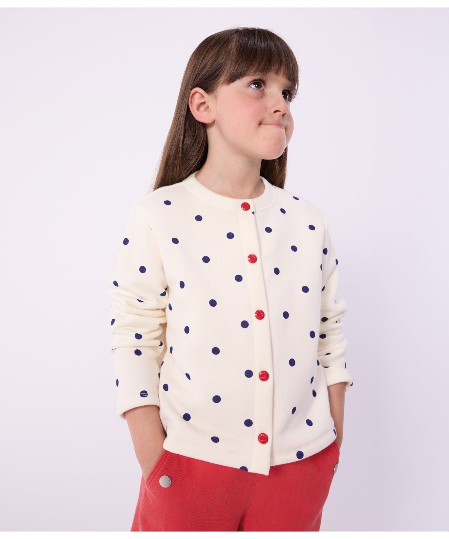 Кардиган с принтом в горошек PETIT BATEAU, Off-white/blue