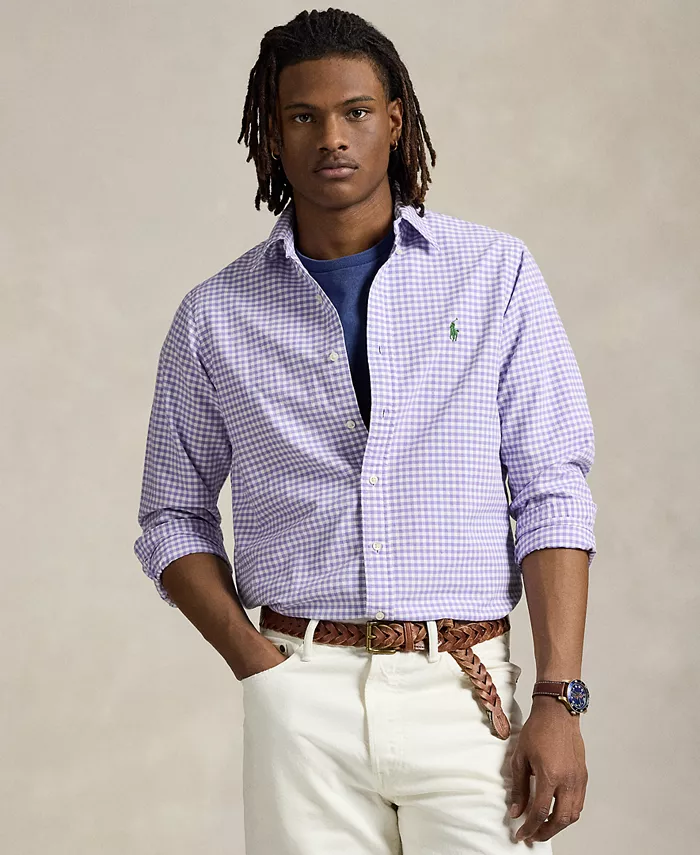 

Мужская классическая оксфордская рубашка в клетку Polo Ralph Lauren, фиолетовый