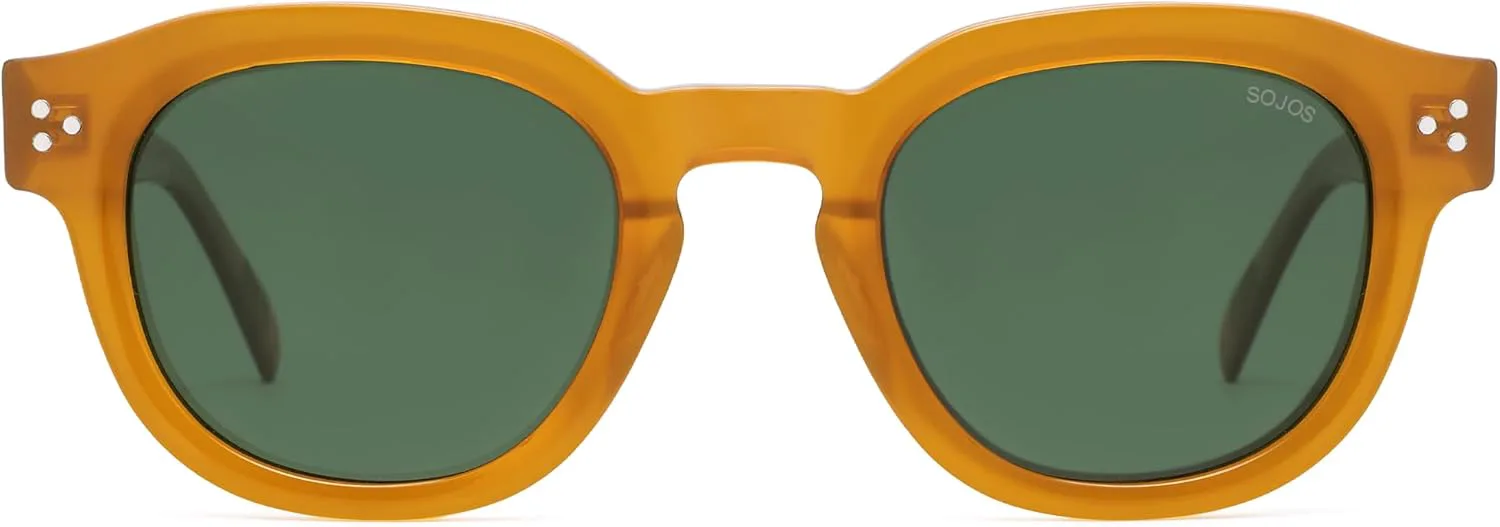 

Солнцезащитные очки SOJOS Retro Polarized для женщин и мужчин, классическая круглая оправа из ацетата, защита от УФ-излучения, модель SJ3111, Yellow/Green