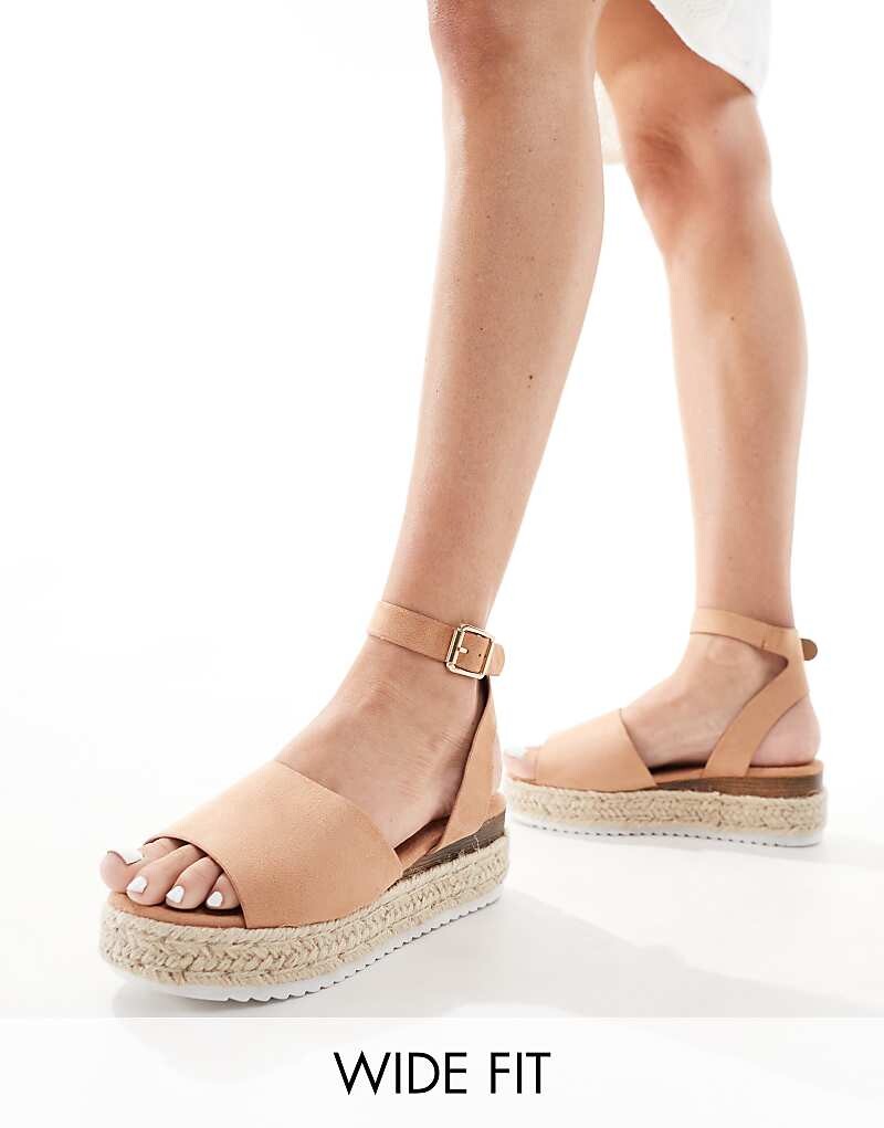 

Truffle Collection Wide Fit Бежевые эспадрильи на плоской платформе