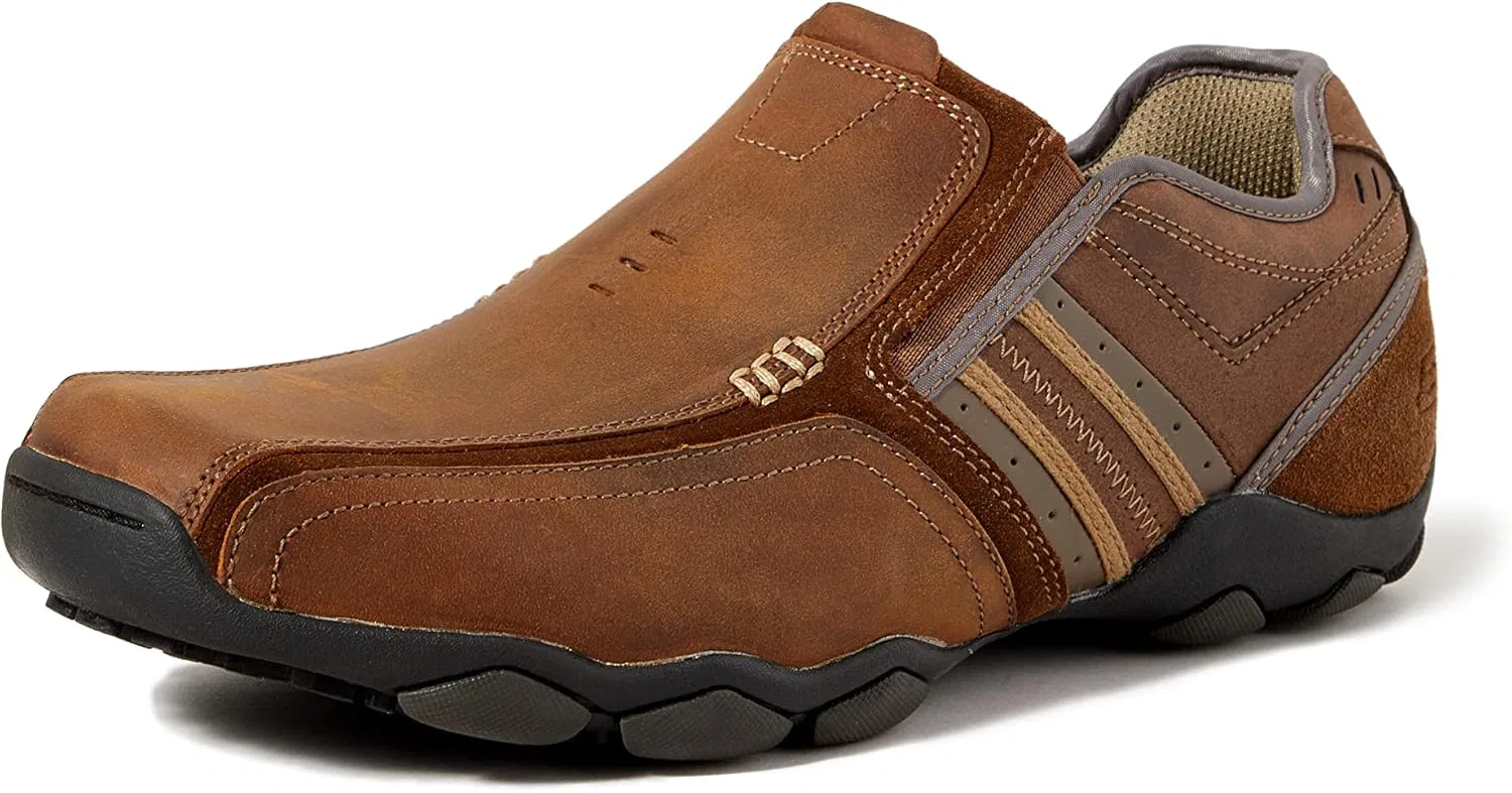 Мужские слипоны Skechers Diameter Zinroy-64275w, Dark Brown Leather