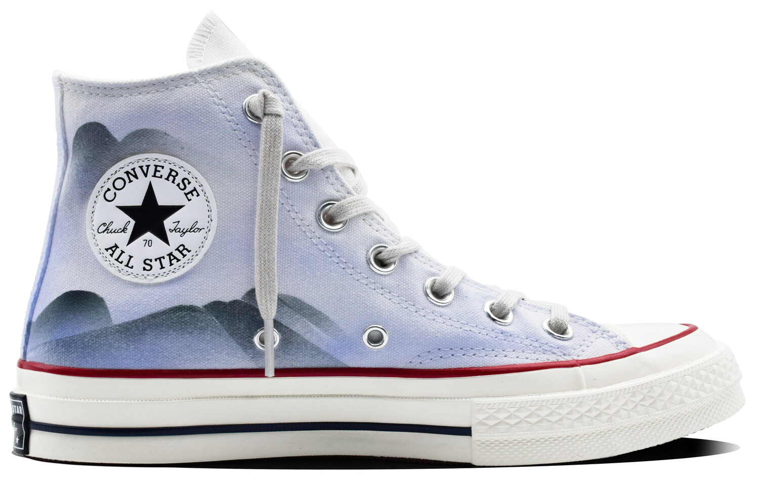 

1970-е годы Кеды унисекс с высоким берцем серо-бело-фиолетовые Converse