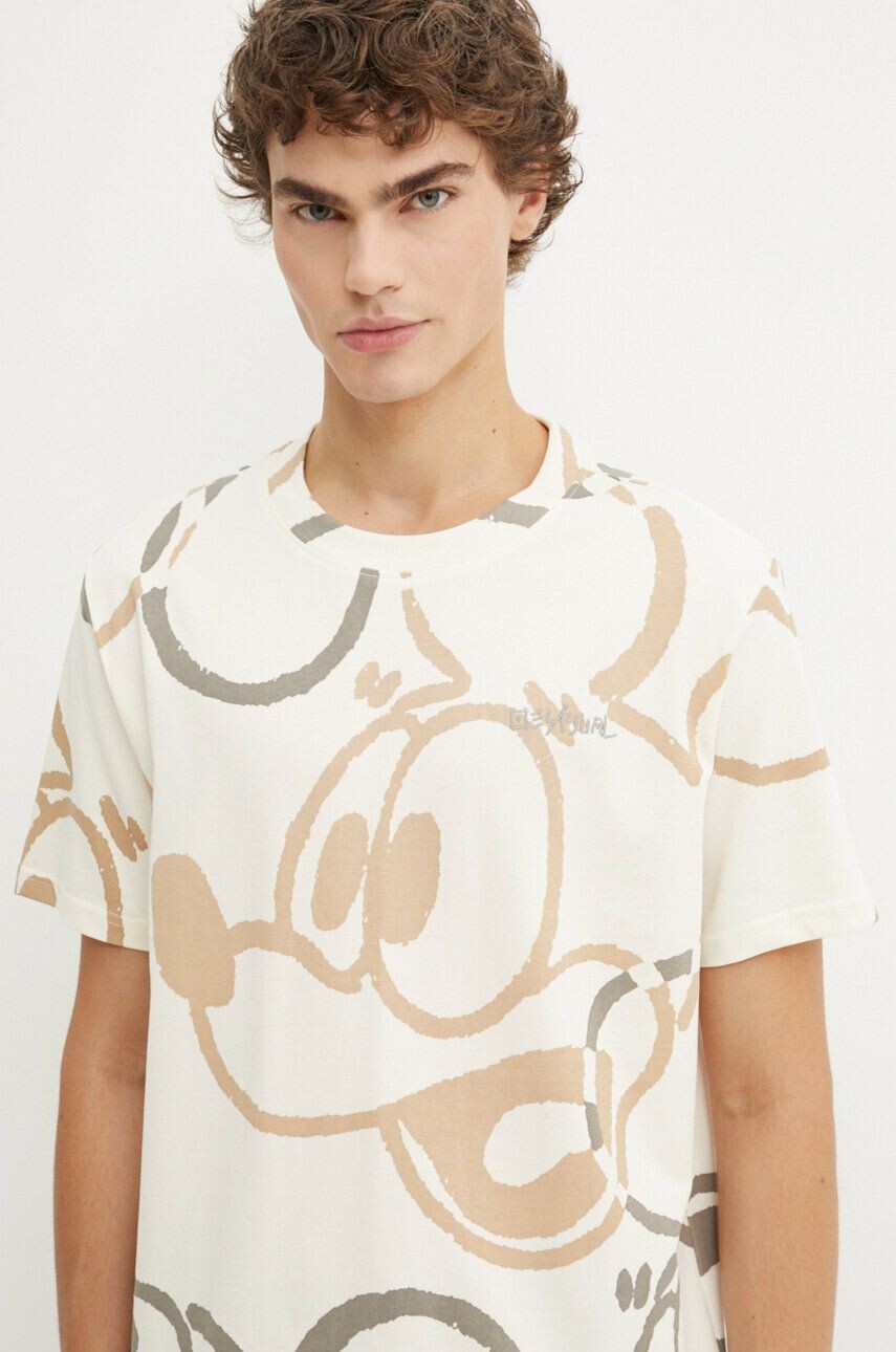 

Хлопковая футболка Desigual BEAU-MICKEY x Disney, бежевый