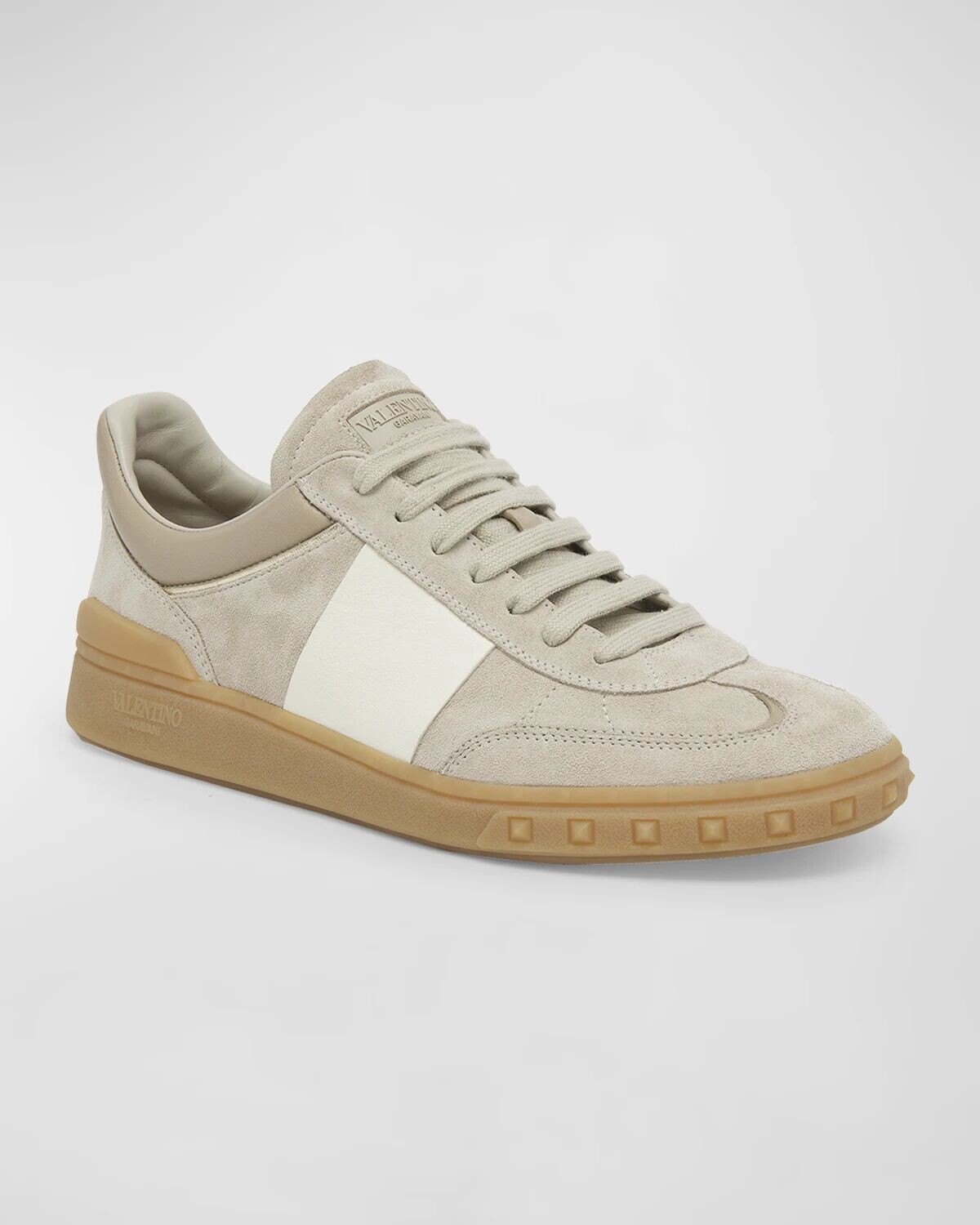 Низкие кеды Upvillage в двухцветную полоску Valentino Garavani, цвет Rock Beige/Ivory — фото 3