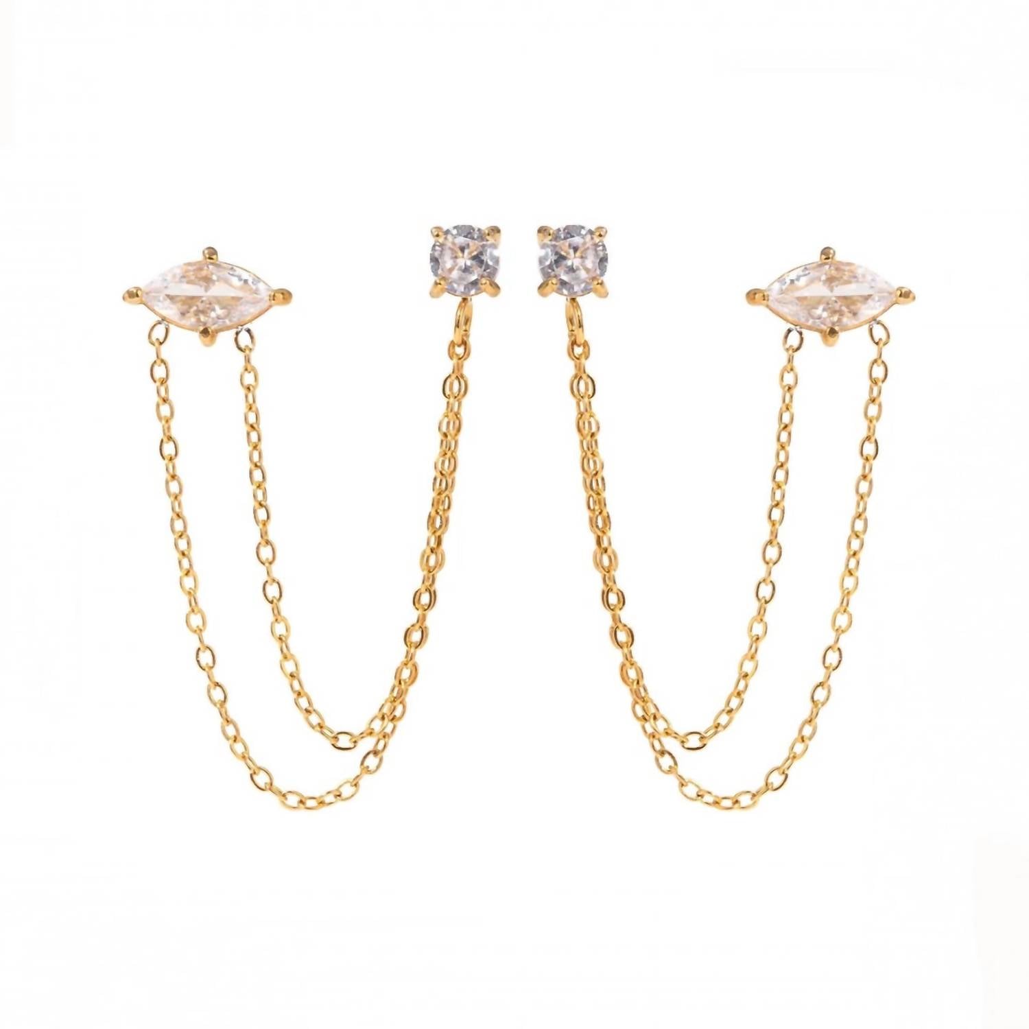 

Женские серьги-коннекторы для пирсинга Ryann Chain в золоте Jessa Jewelry, золотой