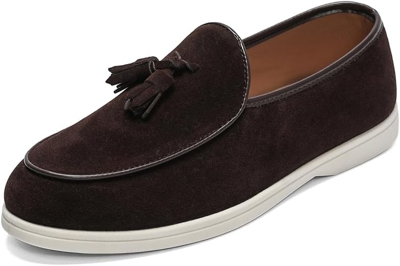 

Мужские дизайнерские лоферы для улицы, комфортная повседневная обувь, замшевые дышащие туфли, нескользящие кроссовки для ходьбы, обувь без шнурков для вождения Sfwarmart, Coffee