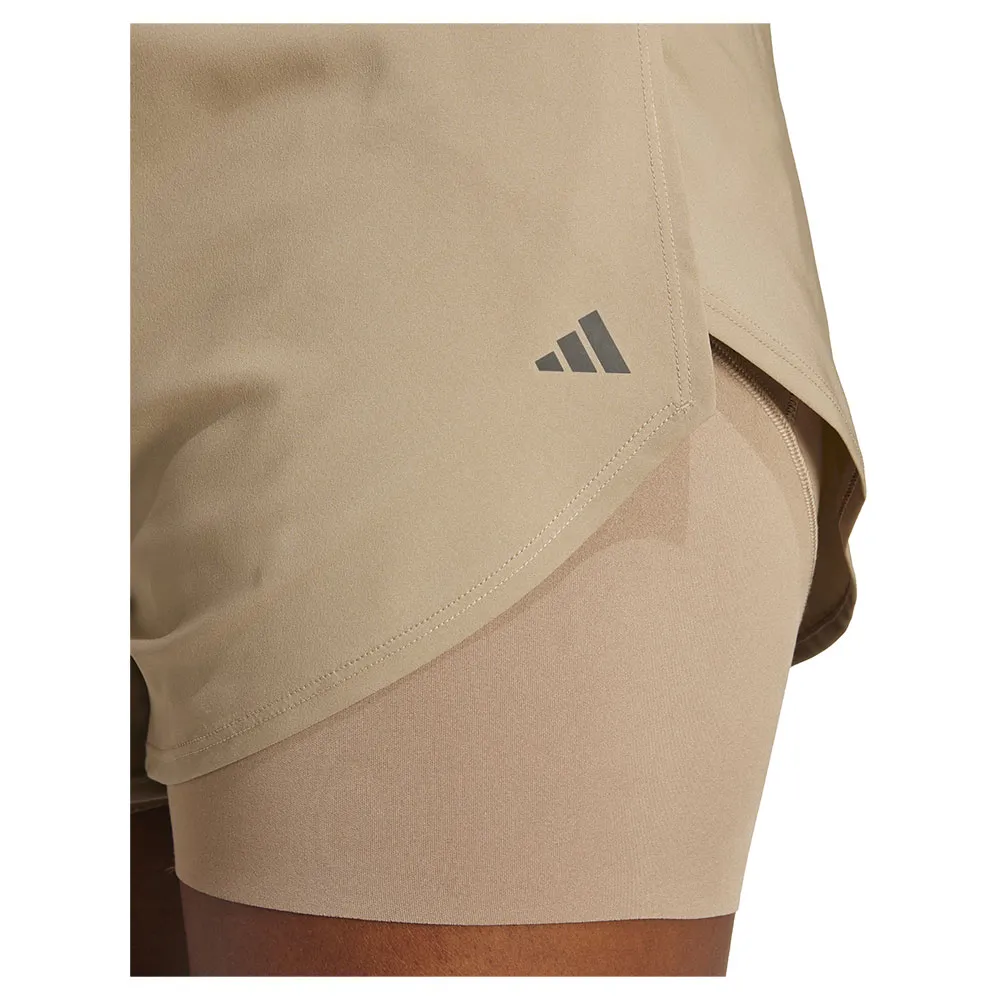 Шорты adidas Designed For Training 2in1 shorts, бежевый — фото 4