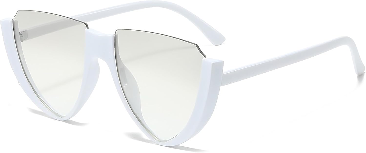 

Винтажные солнцезащитные очки в полуободковой оправе для женщин и мужчин, модель «кошачий глаз», маленькие, черные, белые, красные, разноцветные, прозрачные, с защитой от УФ-излучения UV400 Generic, F