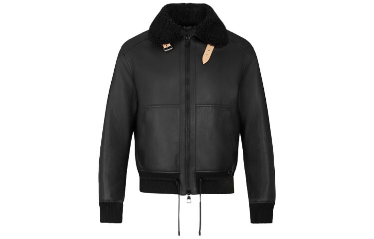 

Новые квартальные продукты LV Leather Jacket Men Black Louis Vuitton, черный