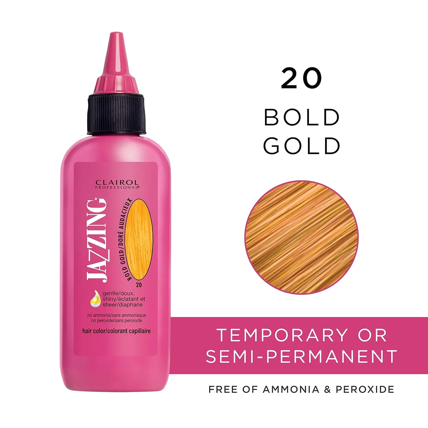Полуперманентная краска для волос Clairol Professional Jazzing, придающая блеск и яркость волосам любой текстуры., No.020 Bold Gold — фото 2