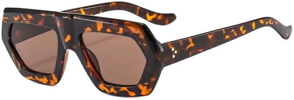 

Солнцезащитные очки LVTFCO в стиле ретро с нестандартной оправой для женщин и мужчин, модные солнцезащитные очки с защитой от УФ-излучения UV400, Leopard Tea