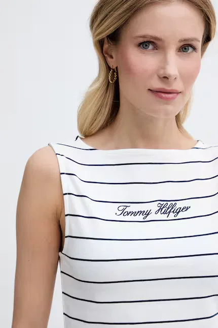 Топ в полоску Tommy Hilfiger, белый — фото 4