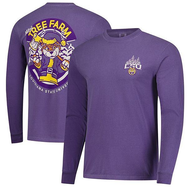 

Мужская фиолетовая футболка LSU Tigers Tree Farm Comfort Colors с длинным рукавом Image One