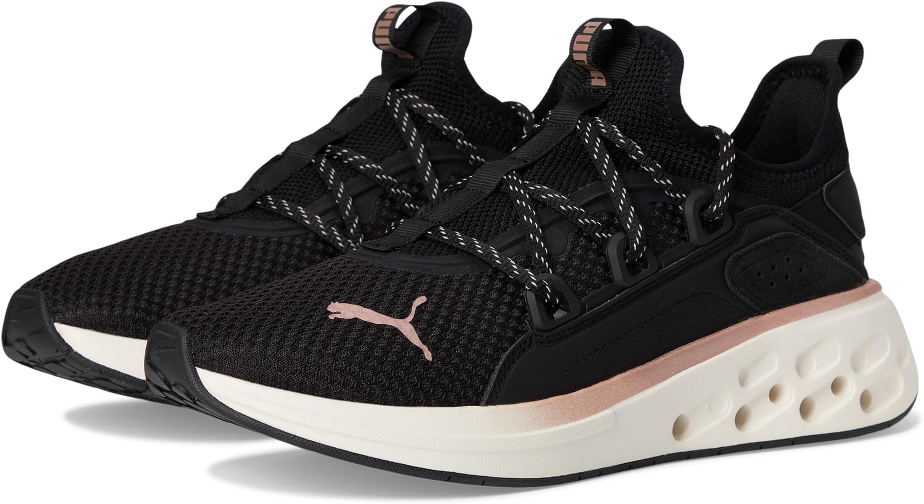 Кроссовки PUMA Women's Softride Frequence Lace Fleck Shoes, Black/Rose Gold