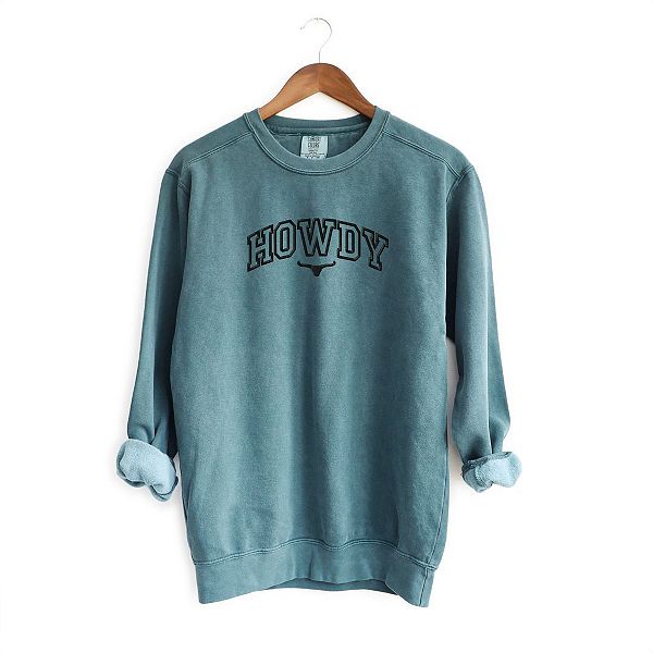 

Вышитый свитшот Howdy Bull с эффектом винтажного окрашивания Simply Sage Market, Blue Spruce