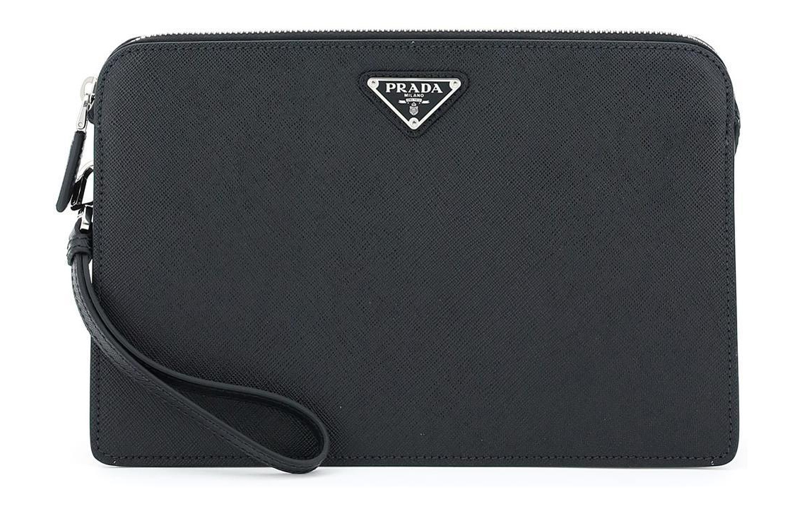 

PRADA Кожаный клатч Saffiano мужской черный