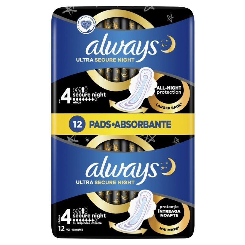 

Always Ultra Secure Night Duo гигиенические салфетки, 12 шт.