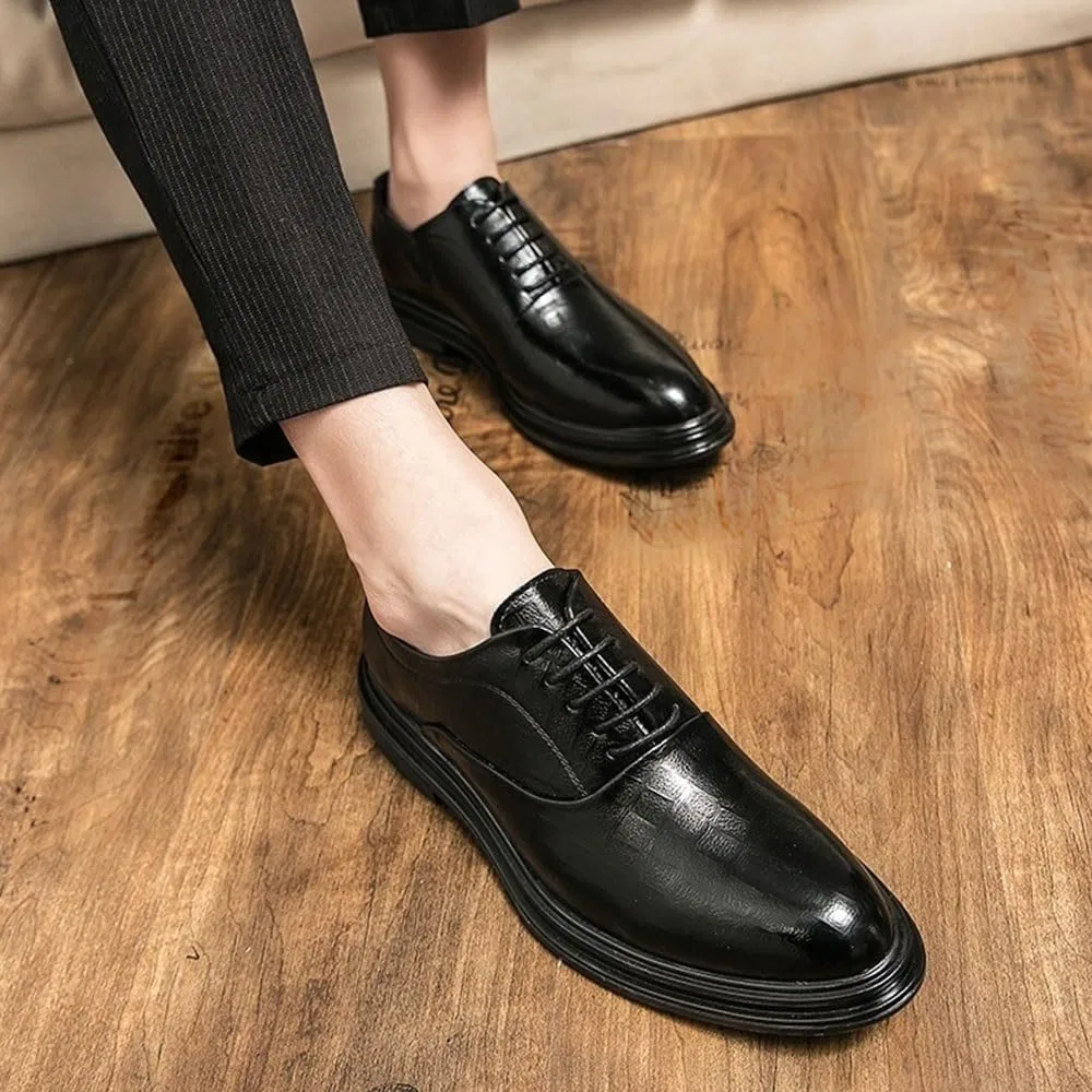Туфли-лодочки мужские Groom Lace Up Evening Dress Shoes, черный UOPYNE — фото 3