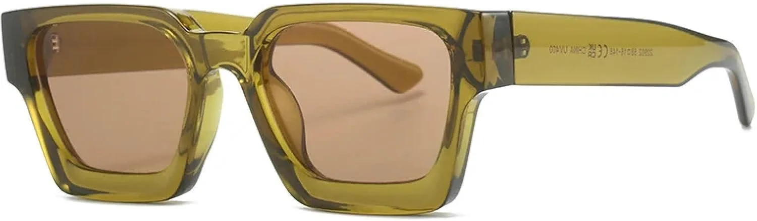 

Роскошные солнцезащитные очки для женщин, прозрачные линзы с градиентом «океан», ретро-стиль, защита от УФ-излучения UV400, леопардовый принт UATXTAU, Olive Green Tea