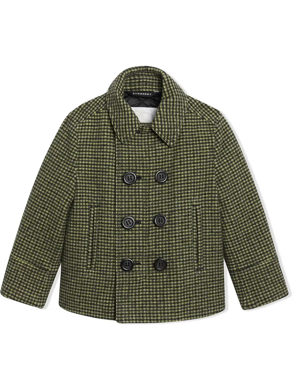 Пальто в клетку Burberry Kids, зеленый