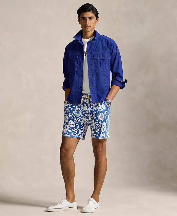 

Мужские шорты из махровой ткани с цветочным принтом, длина 7,5 дюйма Polo Ralph Lauren, синий