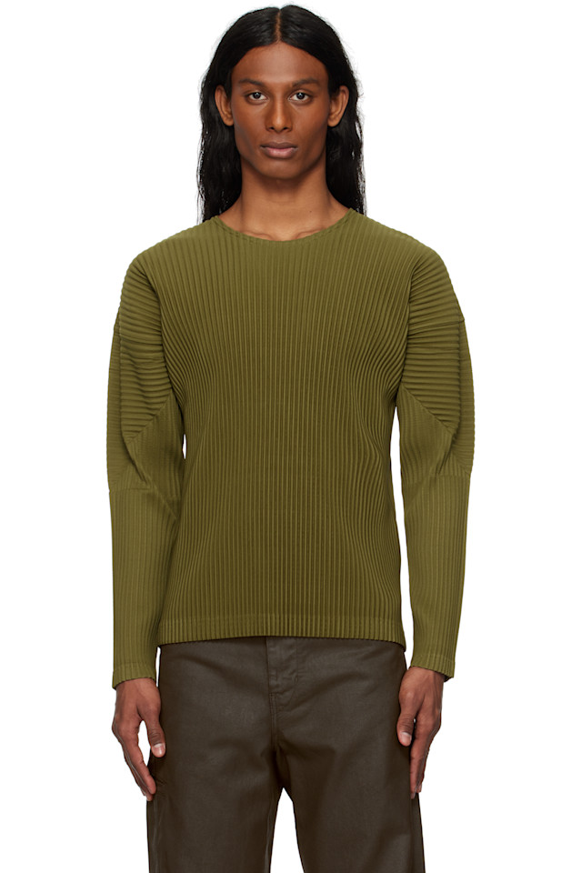 

Футболка с цветными складками Homme Plissé Issey Miyake, зеленый