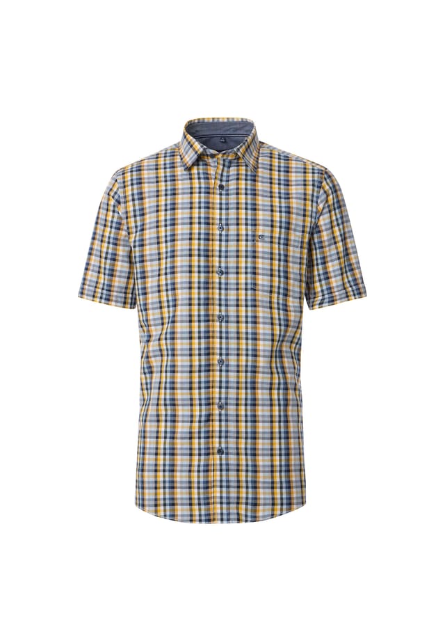 

Повседневная рубашка с коротким рукавом в клетку удобная посадка Casamoda, желтый