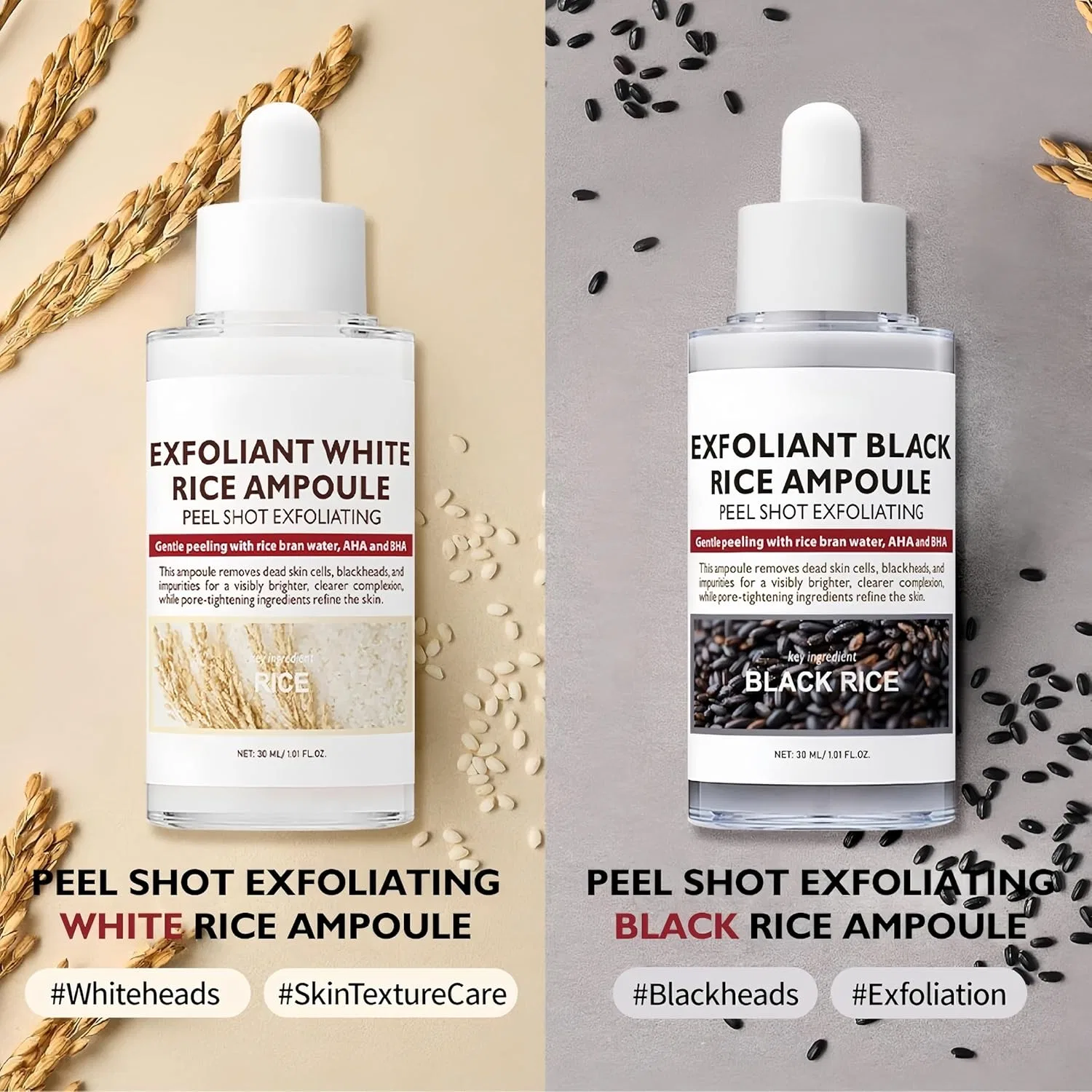 Сыворотка Ufkeanlo — Отшелушивающий дуэт-ампула Peel Shot Glow Rice с белым и черным рисом — фото 3