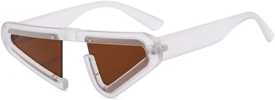 

Винтажные уникальные солнцезащитные очки «кошачий глаз» для женщин, модные полуободковые очки с градиентным переходом цвета, защита от УФ-излучения UV400, мужские треугольные солнцезащитные очки generic, Matte Clear Tea