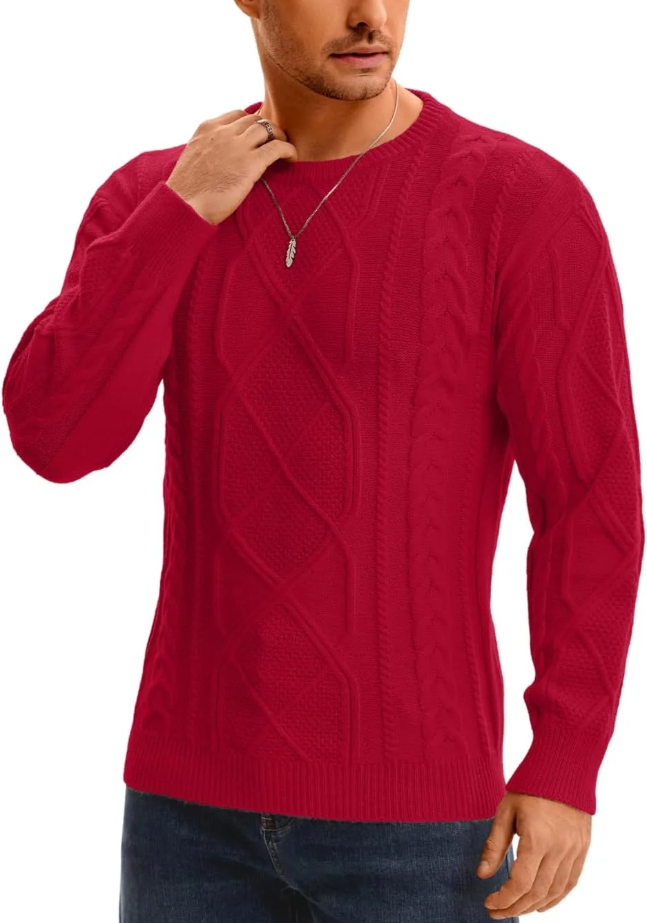 

Мужской свитер Fisherman с косой вязкой, лонгслив EHSUYAB