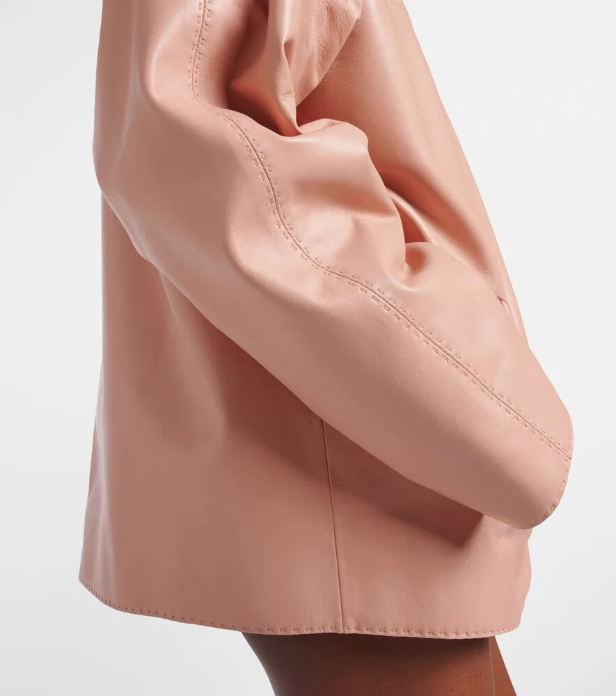 Кожаная куртка Prada, розовый — фото 4