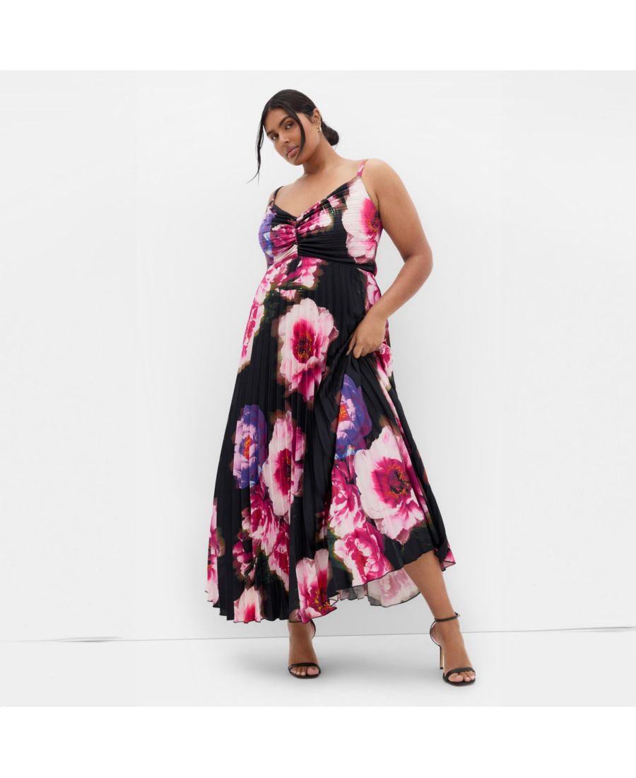 

Платье Арианы с принтом и складками больших размеров CITY CHIC, Pink garden gala