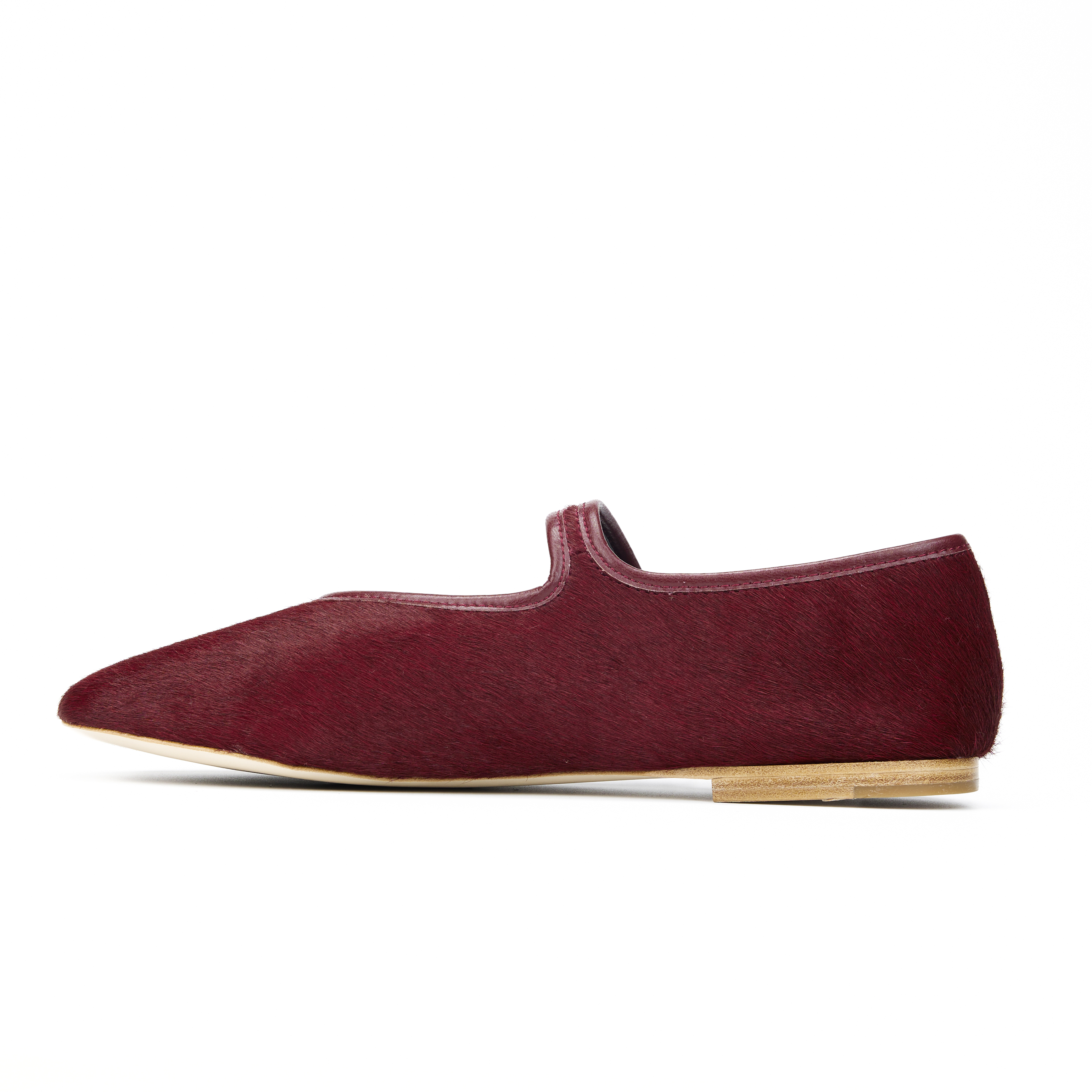 Туфли Foal Hair Version Niche Unlined Shoes Round Tip Versatile BETTER ZONES, Burgundy Red