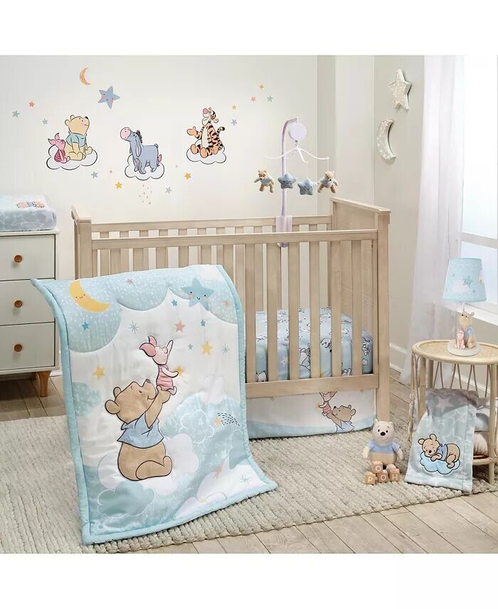 

Синий комплект постельного белья для детской кроватки Disney Baby Starlight Pooh из 3 предметов Bedtime Originals, синий