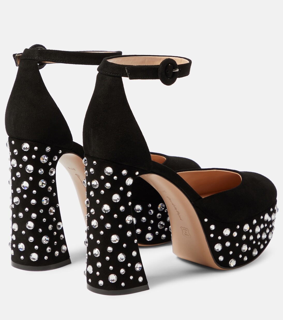 Замшевые туфли на платформе crystal holly d'orsay Gianvito Rossi, черный — фото 3