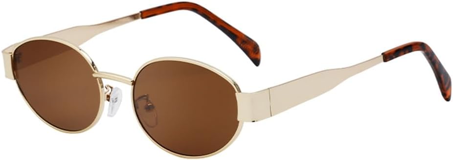 

Солнцезащитные очки UV400 для мужчин и женщин | Маленькая оправа, овальная, металлическая, круглая | для вождения и занятий спортом на открытом воздухе generic, C4demibrown