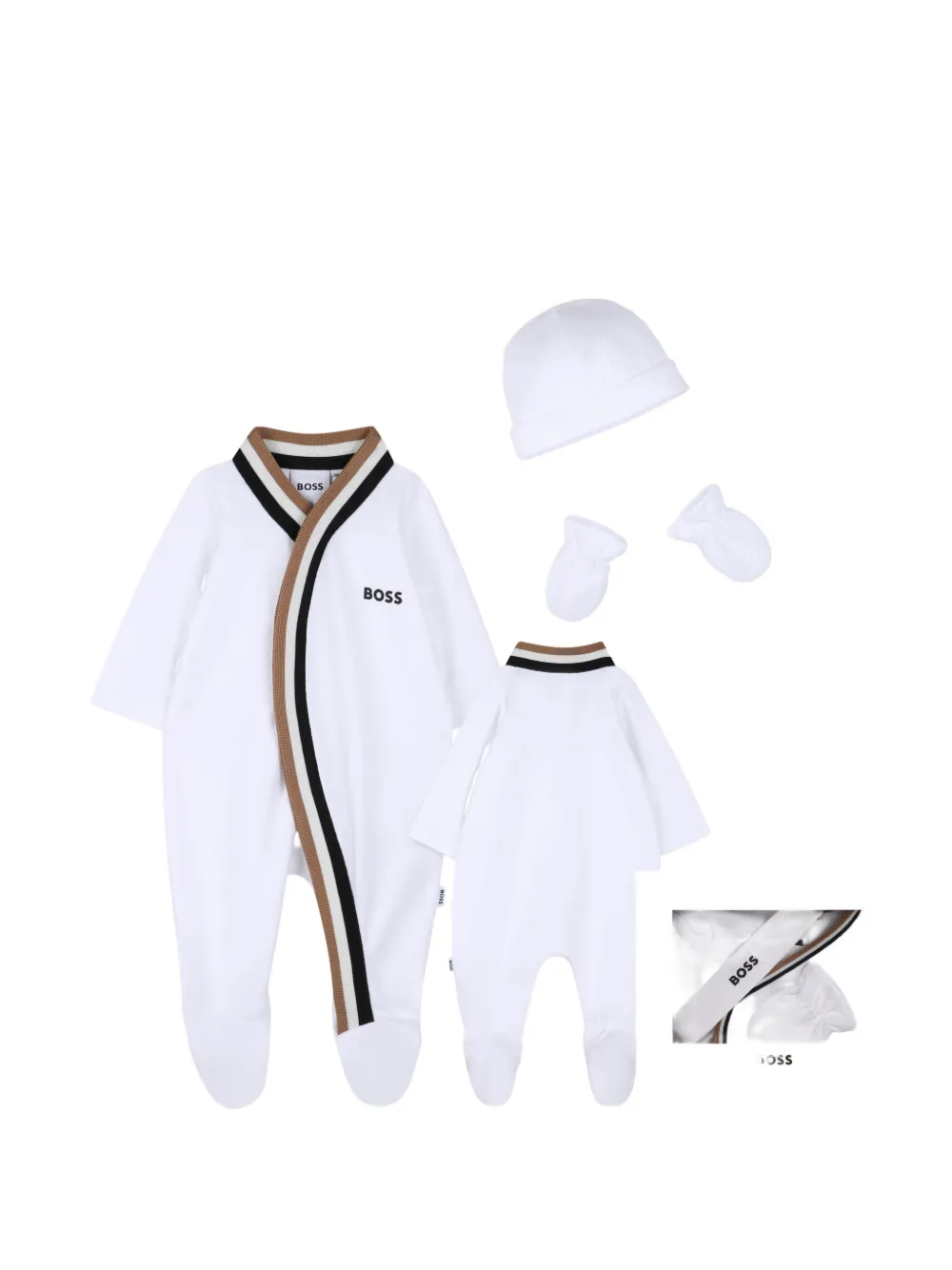 Комплект полосатых боди Boss Kidswear, белый — фото 2