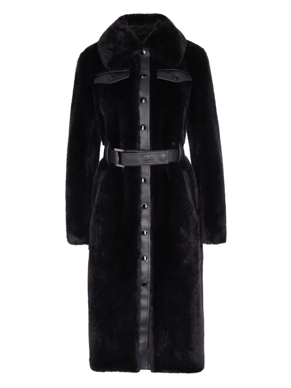 

Пальто из искусственного меха с поясом Patrizia Pepe, черный