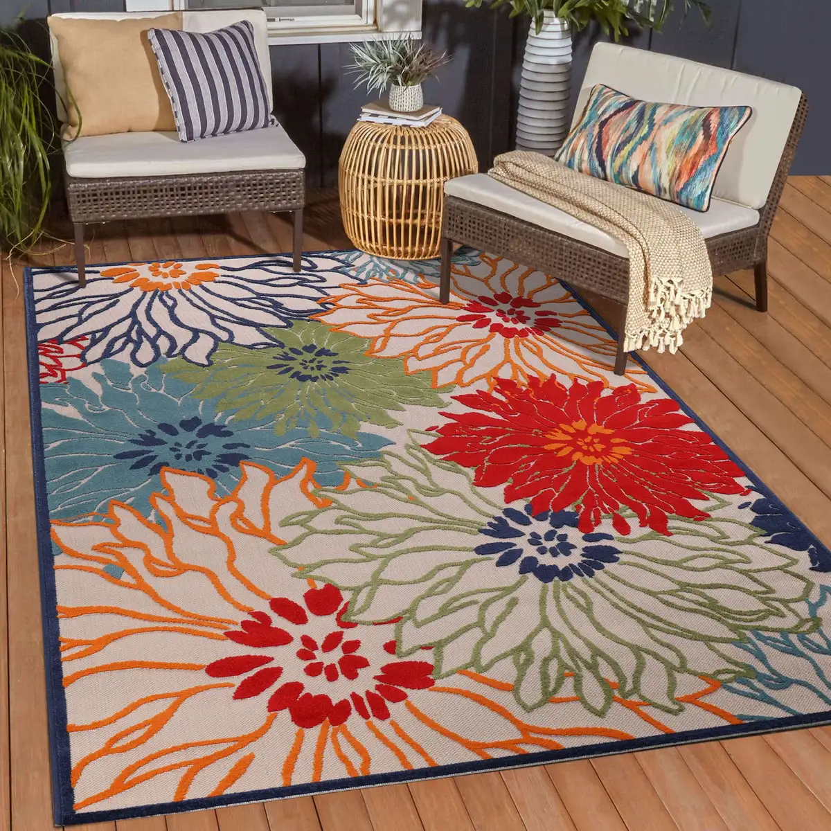 

Ковер Sanat "Floral 2 Outdoor", прямоугольный, подходит для внутреннего и наружного использования 120х170 см, цвет bunt