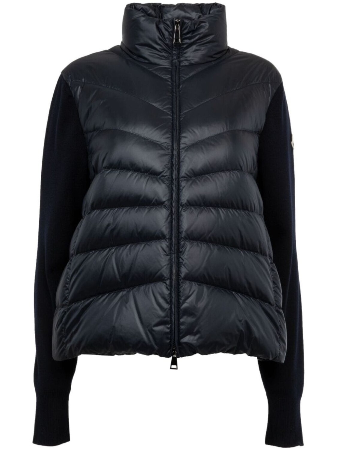 

Moncler пуховик на молнии со вставками, синий