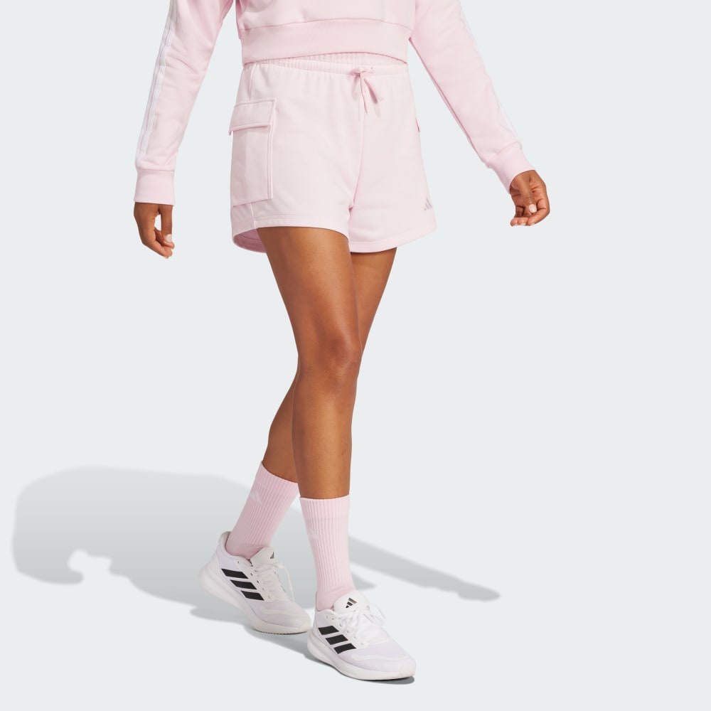 Шорты Adidas Essentials Small Logo French Terry Cargo Shorts, цвет Clear Pink/White — фото 3