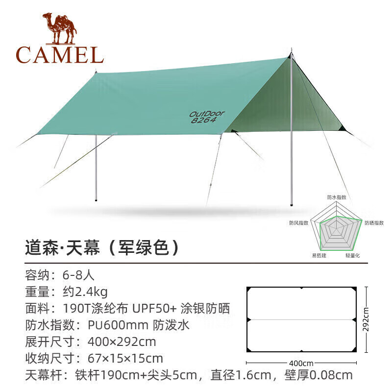 

Изысканный навес Camel для кемпинга, кемпинга, посеребренного навеса, палатки для пикника, непромокаемый солнцезащитный, утолщенный переносной тент 1J32263960