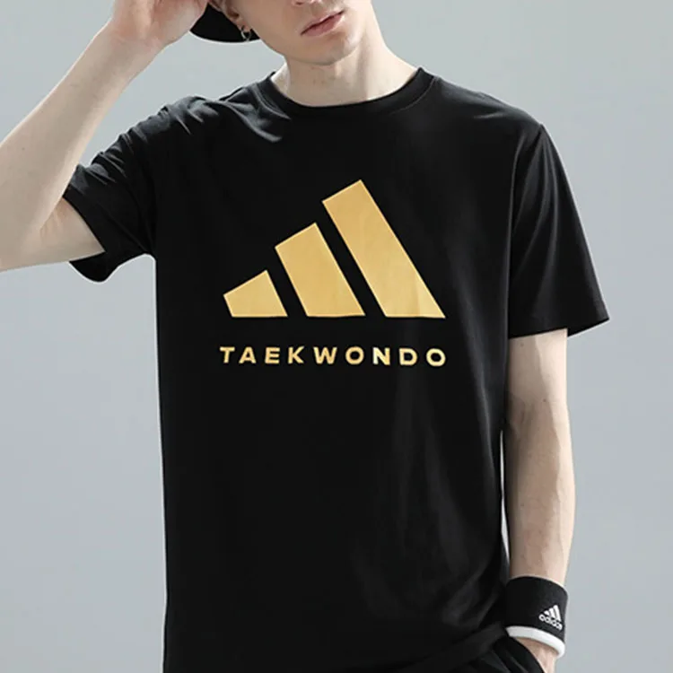 Adidas Футболка Sportlife Unisex черная с золотом — фото 4