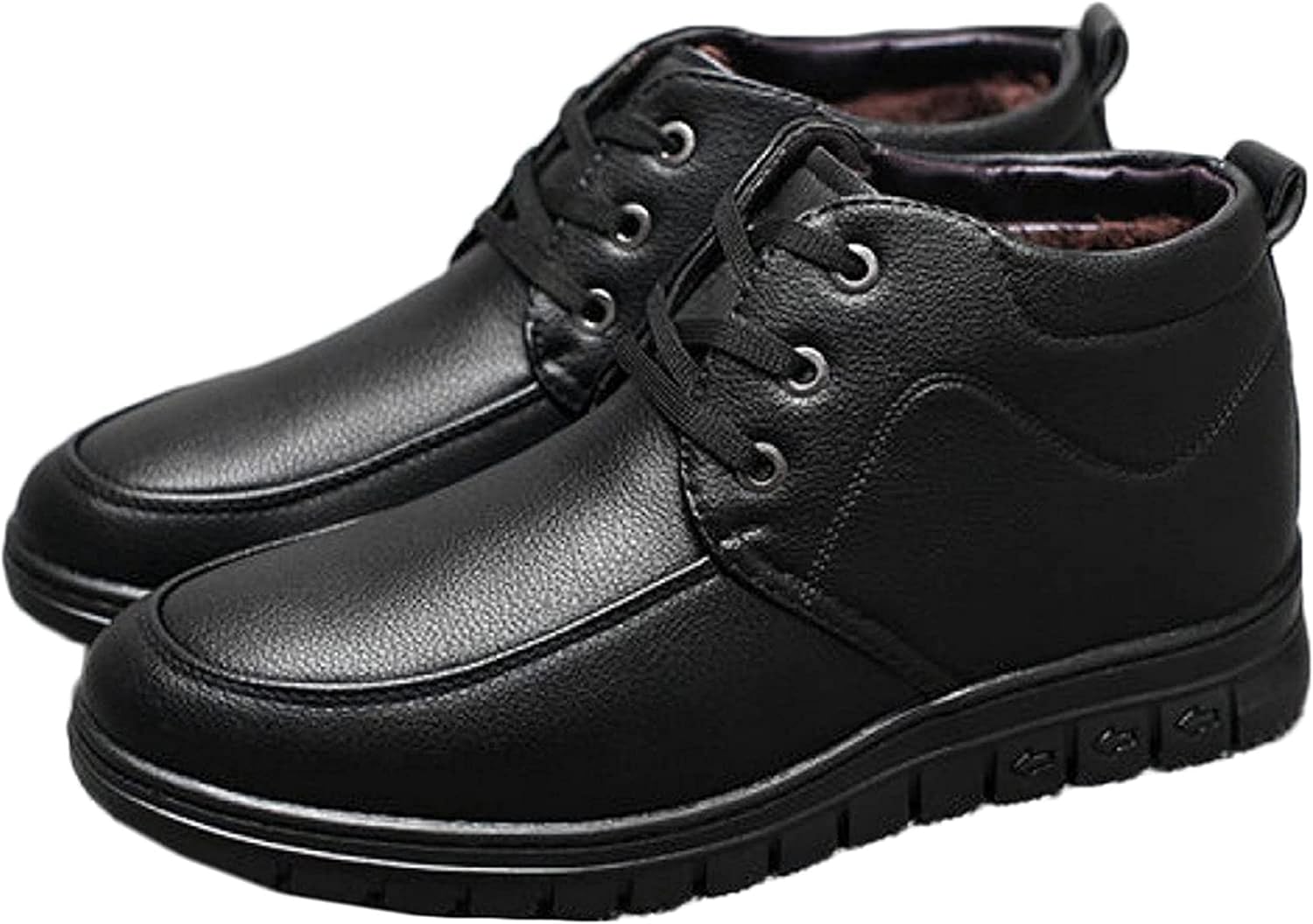 

Мужские зимние ботинки Yiozoi для снега, теплые ботинки, повседневная комфортная обувь, высокие, легкие, с шнуровкой, кожаные, черный