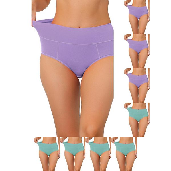 

9 пар женского хлопкового белья с высокой талией (доступно в plus size), корректирующего живот Inspire Chic, Green Light Purple