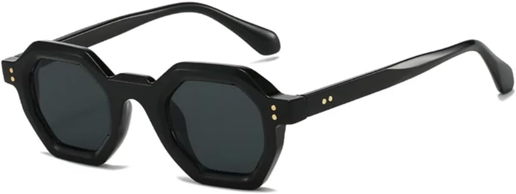 

Ретро-многоугольные маленькие женские солнцезащитные очки, ретро-заклепки, мужские солнцезащитные очки, модные, для активного отдыха и спорта, защита от УФ-излучения UV400 VFDHN, Black Gray